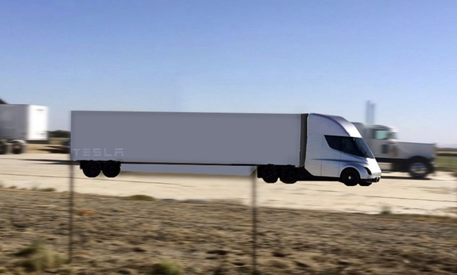 Bản phác thảo mẫu xe tải đầu kéo chạy điện đầu tiên của Tesla  Bản phác thảo Tesla Semi