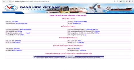 Thông báo từ cơ quan chức năng đối với xe ô tô hiển thị ở dưới cùng Thông báo từ cơ quan chức năng đối với xe ô tô