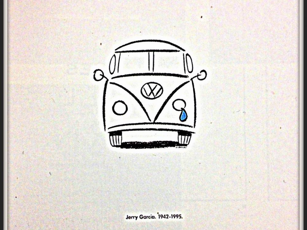 Mẫu quảng cáo của microbus Volkswagen khi tay ghi ta huyền thoại nước Mỹ qua đời