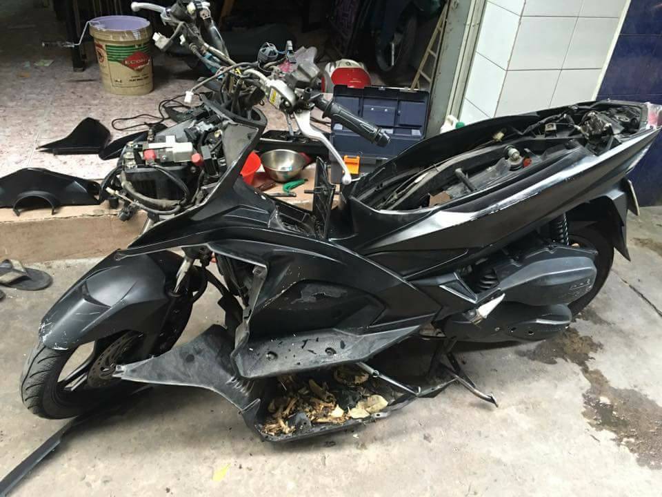 Sửng sốt với hình ảnh ổ đồ ăn của chuột bên trong xe máy