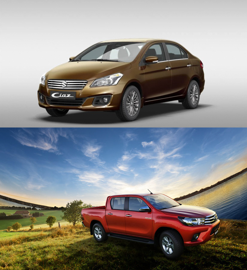 Suzuki Ciaz và Toyota Hilux