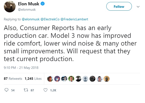 CEO Elon Musk đã nhanh chóng trả lời thông qua trang Twitter