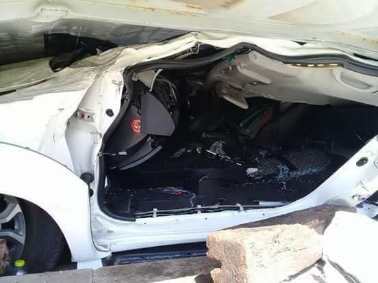 Người lái chiếc Toyota Fortuner đã may mắn thoát chết