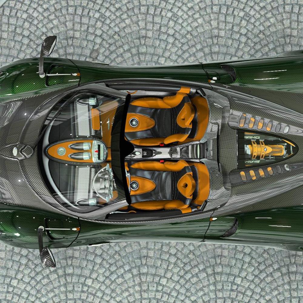 Đây là 1 trong 2 option nội thất Pagani Huayra Roadster của thánh cuồng màu xanh.