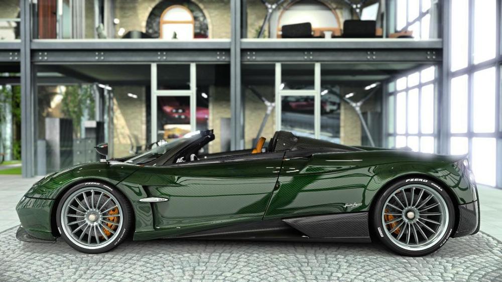 Tuyệt phẩm Pagani Huayra Roadster của thánh cuồng màu xanh vừa mới lộ diện hình ảnh ngoài đời thực và mang bộ áo sợi carbon xanh lục độc đáo