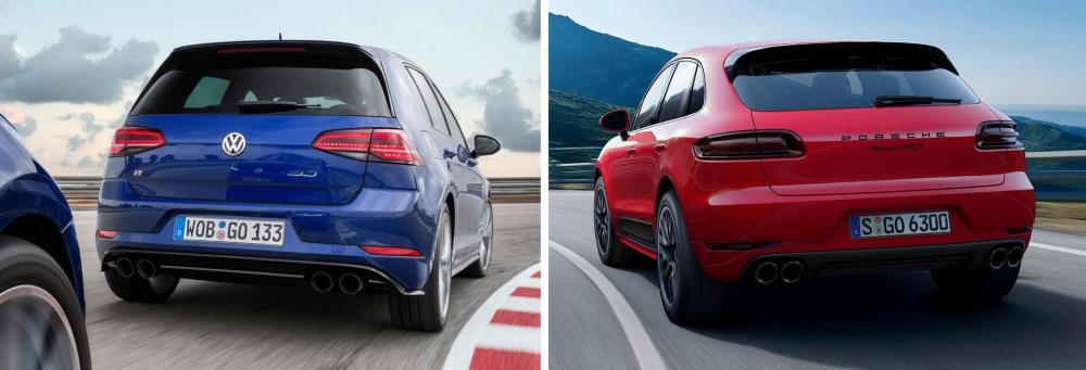 Thuộc phân khúc khác nhau nhưng Volkswagen Golf 2017 lại học hỏi thiết kế cản sau của Porsche Macan 2015
