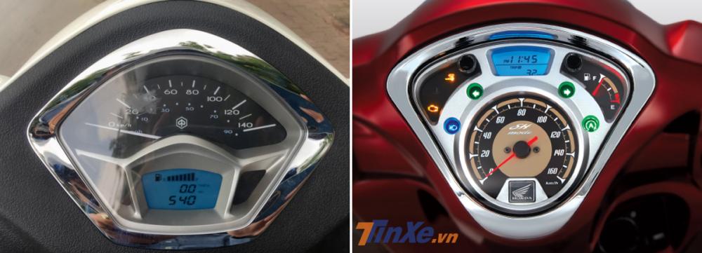 Đồng hồ Piaggio Liberty và Honda SH Mode