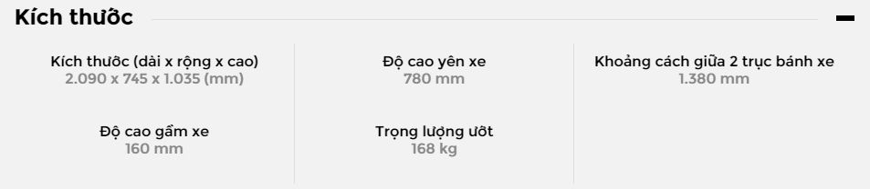 Kích thước của Yamaha MT-03