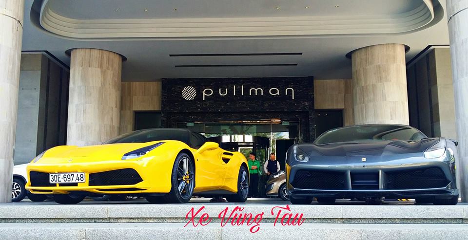 Siêu xe này nhanh chóng được chủ nhân cho đi chơi Vũng Tàu cùng chiếc Ferrari 488 GTB màu xám của Cường Đô-la Bộ ba
