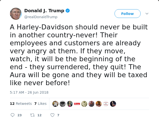 Trump công khai tấn công Harley-Davidson sau khi hãng tuyên bố bỏ xứ