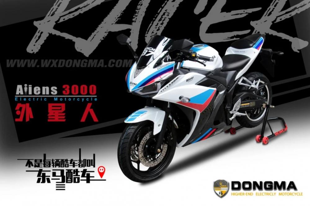 Mẫu mô tô điện Dongma Aliens 3000 với ngoại hình của Yamaha R3