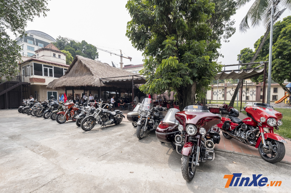 Dàn xe Harley-Davidson xuất hiện trong buổi đón cúp ngày 13/9/2018.