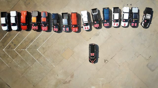 Có khoảng 15 chiếc xe bán tải đã tham gia vào ngày vui của một thành viên hội PVC Quảng Ninh