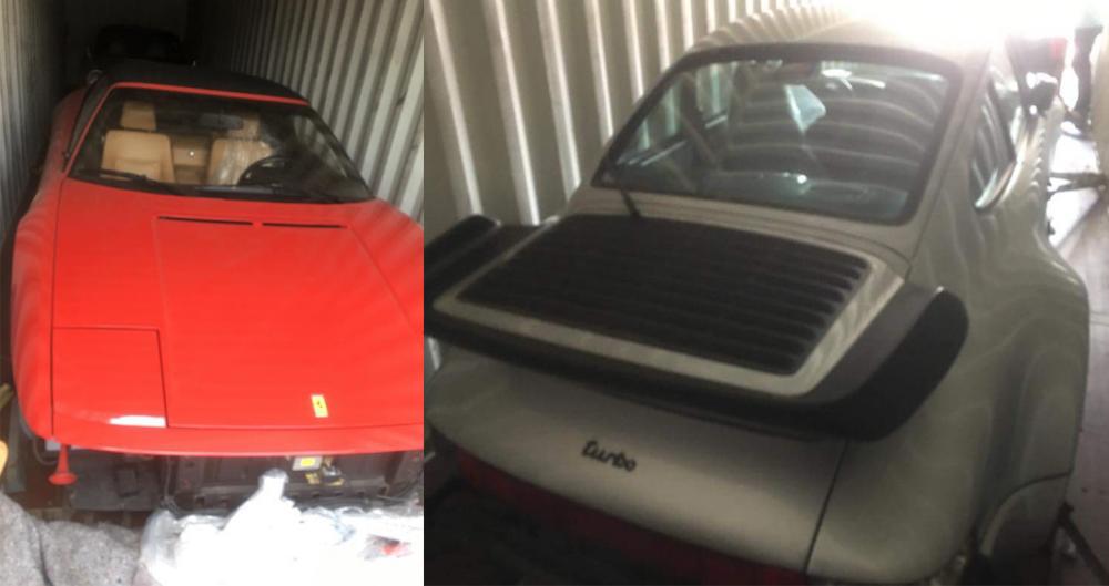 Ferrari F355 Spider và Porsche 911 Turbo trong lô hàng nhập lậu về cảng Hải Phòng đã bị tạm giữ Ferrari F355 Spider và Porsche 911 Turbo trong lô hàng nhập lậu về cảng Hải Phòng đã bị tạm giữ