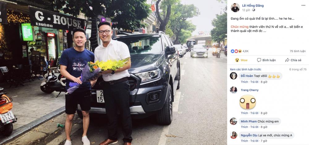 Nam diễn viên Lê Hồng Đăng khoe chiếc xe Ford Ranger Wildtrak 2.0L mới mua trên Facebook cá nhân. Nam diễn viên Lê Hồng Đăng khoe chiếc xe Ford Ranger Wildtrak 2.0L mới mua trên Facebook cá nhân.