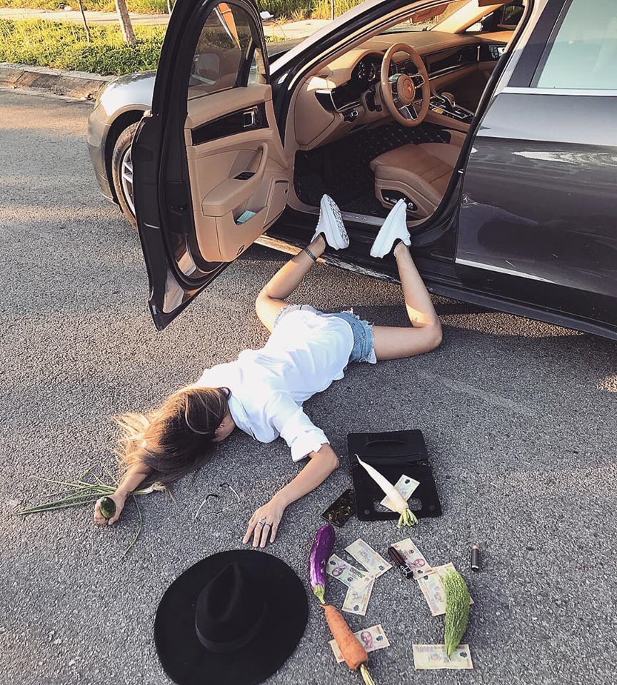 Nữ biker 9X xinh đẹp Huế cũng theo trào lưu ngã sấp mặt của hội con nhà giàu thế giới