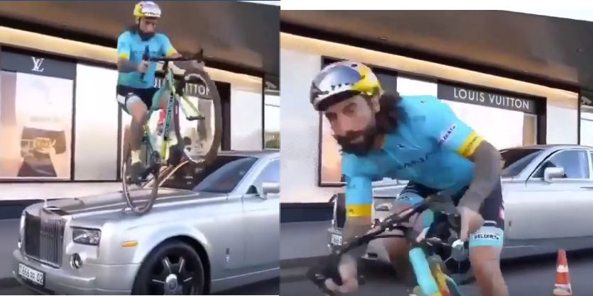 Người đàn ông chỉ điều khiển xe đạp 1 bánh sau khi nhảy lên nắp capô Rolls-Royce Phantom và ngay sau đó tiếp đấp với ánh mắt hình viên đạn Người đàn ông chỉ điều khiển xe đạp 1 bánh sau khi nhảy lên nắp capô Rolls-Royce Phantom và ngay sau đó tiếp đấp với ánh mắt hình viên đạn