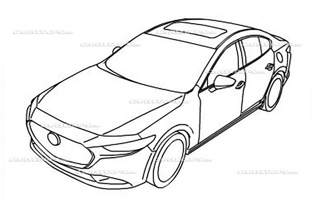 Hình ảnh phác họa đầu xe của Mazda3 2019 Hình ảnh phác họa đầu xe của Mazda3 2019