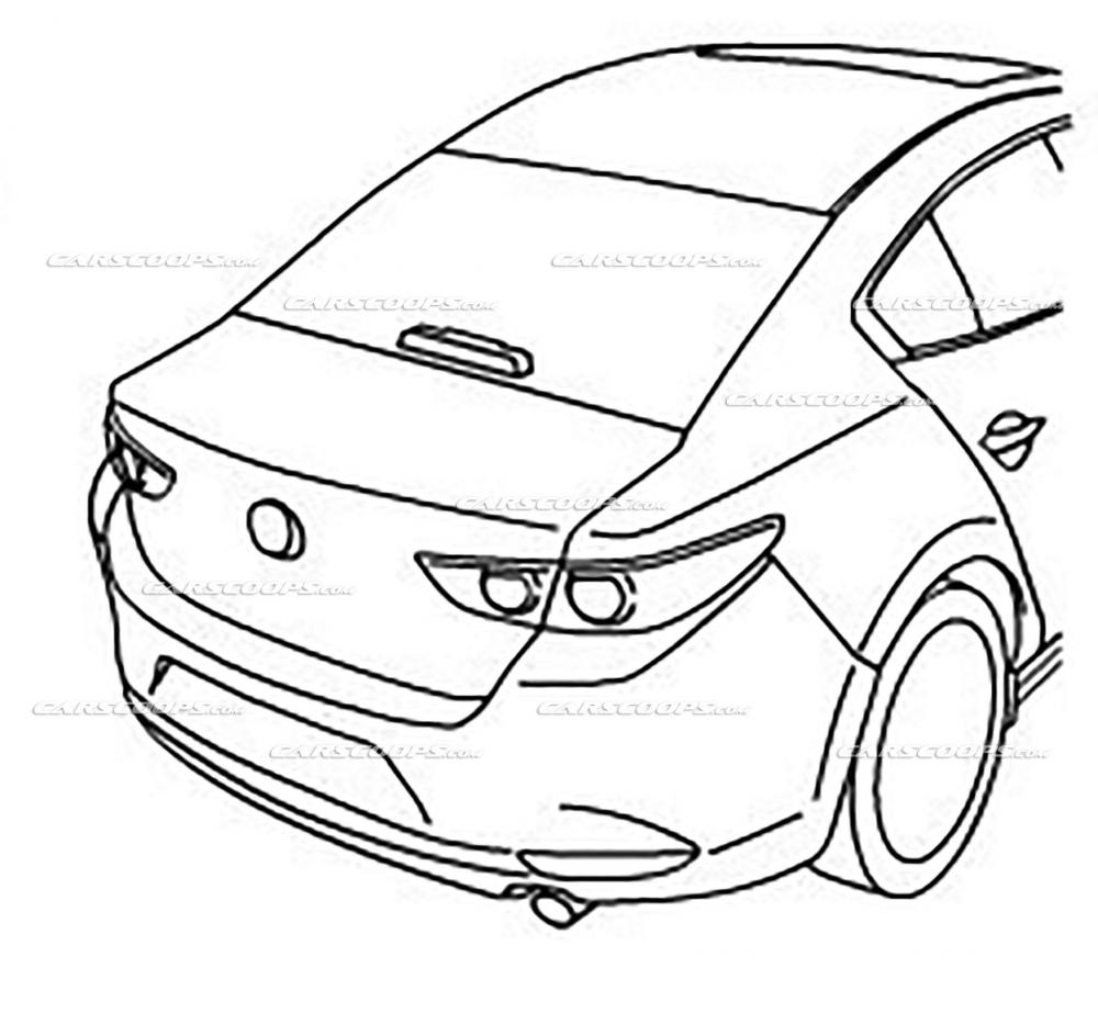 Hình ảnh phác họa thiết kế đuôi xe của Mazda3 2019 Hình ảnh phác họa thiết kế đuôi xe của Mazda3 2019