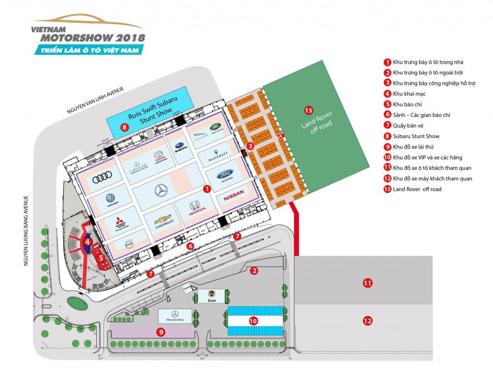 Xem trước sơ đồ triển lãm Vietnam Motor Show 2018 Xem trước sơ đồ triển lãm Vietnam Motor Show 2018