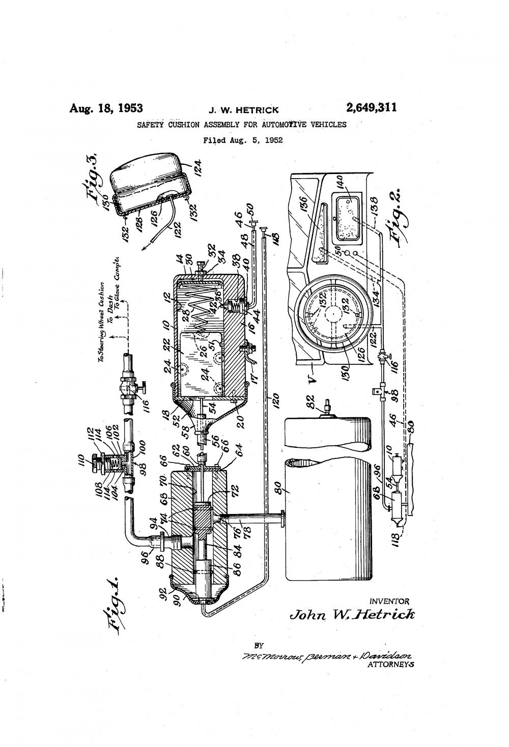 Bằng phát minh túi khí ô tô của John W. Hetrick
