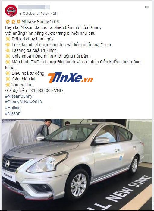 Đại lý Nissan hé lộ giá bán của Sunny 2019 tại Việt Nam Đại lý Nissan hé lộ giá bán của Sunny 2019 tại Việt Nam