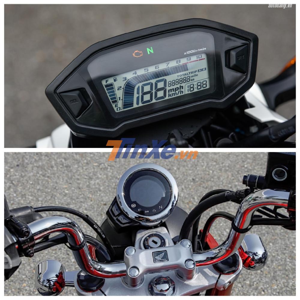 Đồng hồ LCD hiện đại của Honda MSX (trên) so với đồng hồ tròn dạng cổ điển trên Honda Monkey (dưới) Đồng hồ LCD hiện đại của Honda MSX (trên) so với đồng hồ tròn dạng cổ điển trên Honda Monkey (dưới)