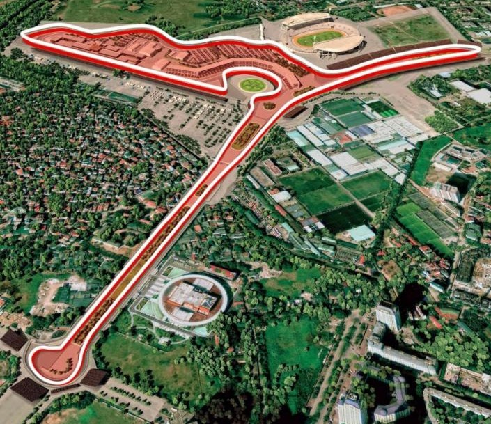 Sơ đồ đường đua hỗn hợp ở khu liên hợp thể thao Mỹ Đình