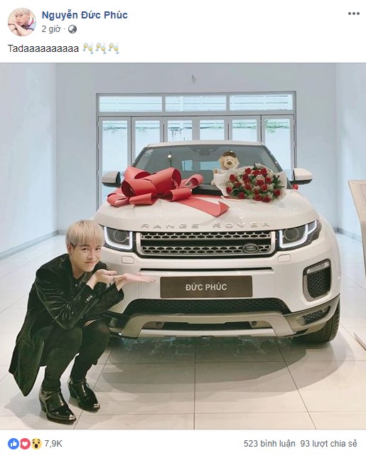 Đức Phúc khoe chiếc xế hộp mới tậu trên trang cá nhân