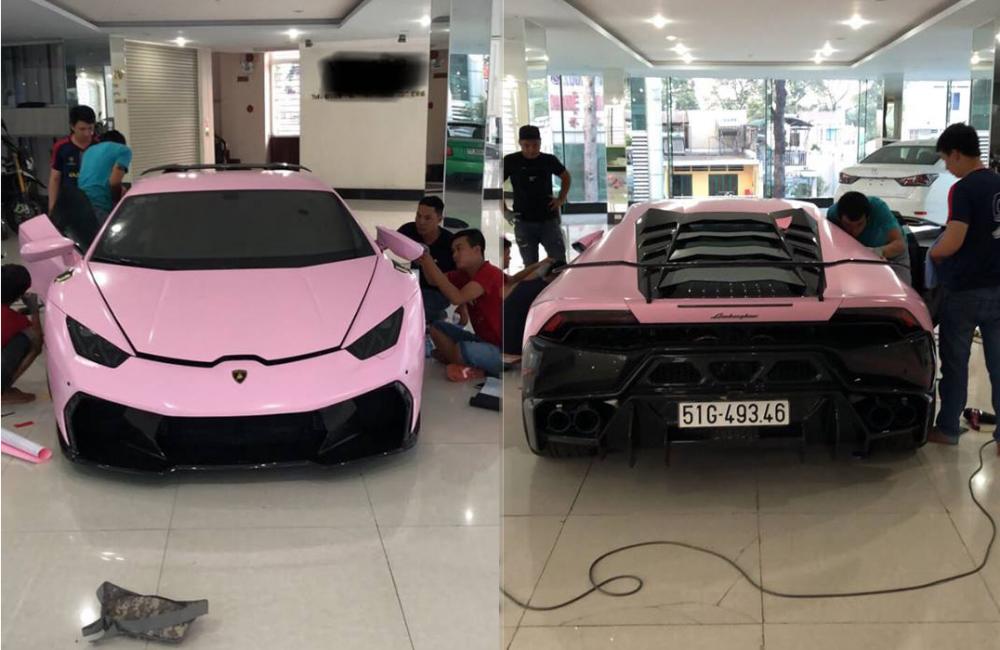Đây chính là siêu xe Lamborghini Huracan đầu tiên tại Việt Nam thay áo màu hồng