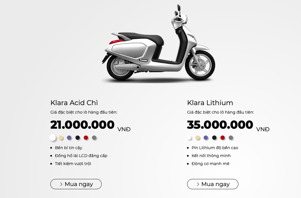 Hai phiên bản trong đợt bán đầu tiên của Vinfast Klara