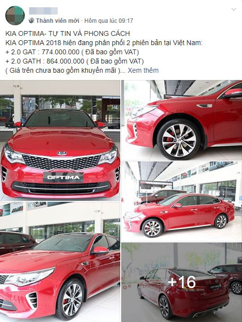 Một đại lý ở Tp. Hồ Chí Minh rao bán Kia Optima với giá rẻ hơn 15 triệu đồng