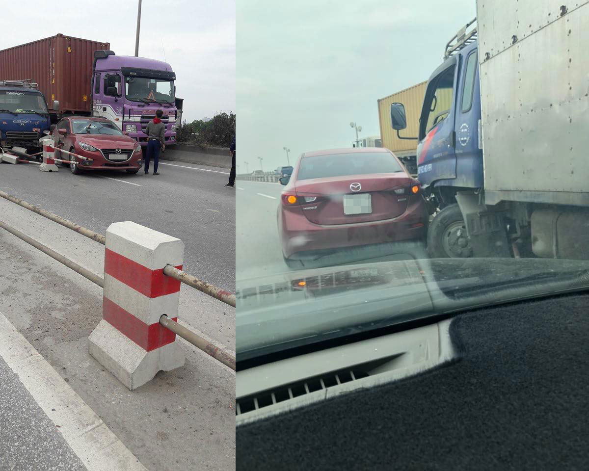 Hiện trường vụ tai nạn trên cầu Thanh Trì Hiện trường vụ tai nạn trên cầu Thanh Trì