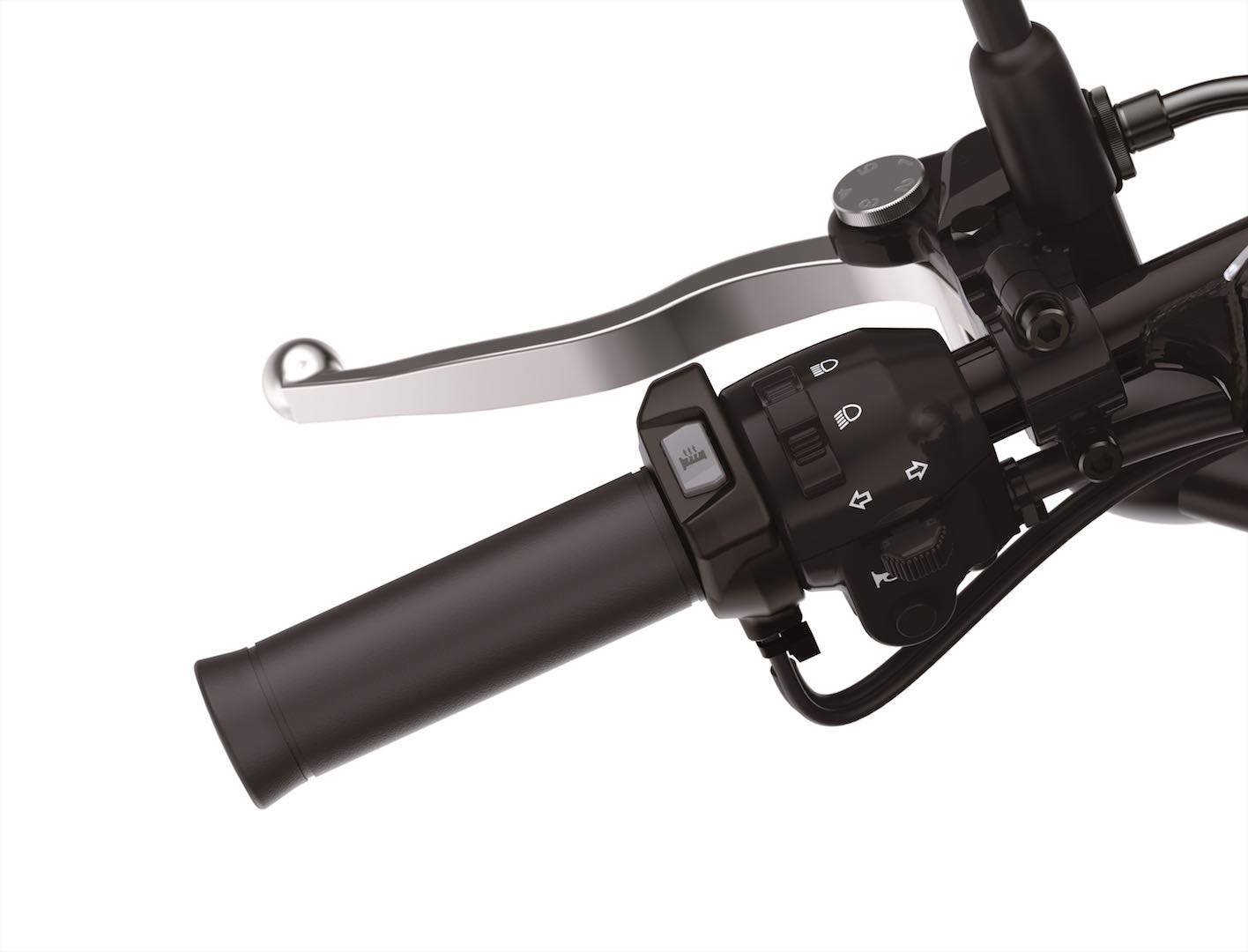 Tay nắm trên Kawasaki W800 Cafe 2019 sẽ được trang bị sưởi tay hiện đại