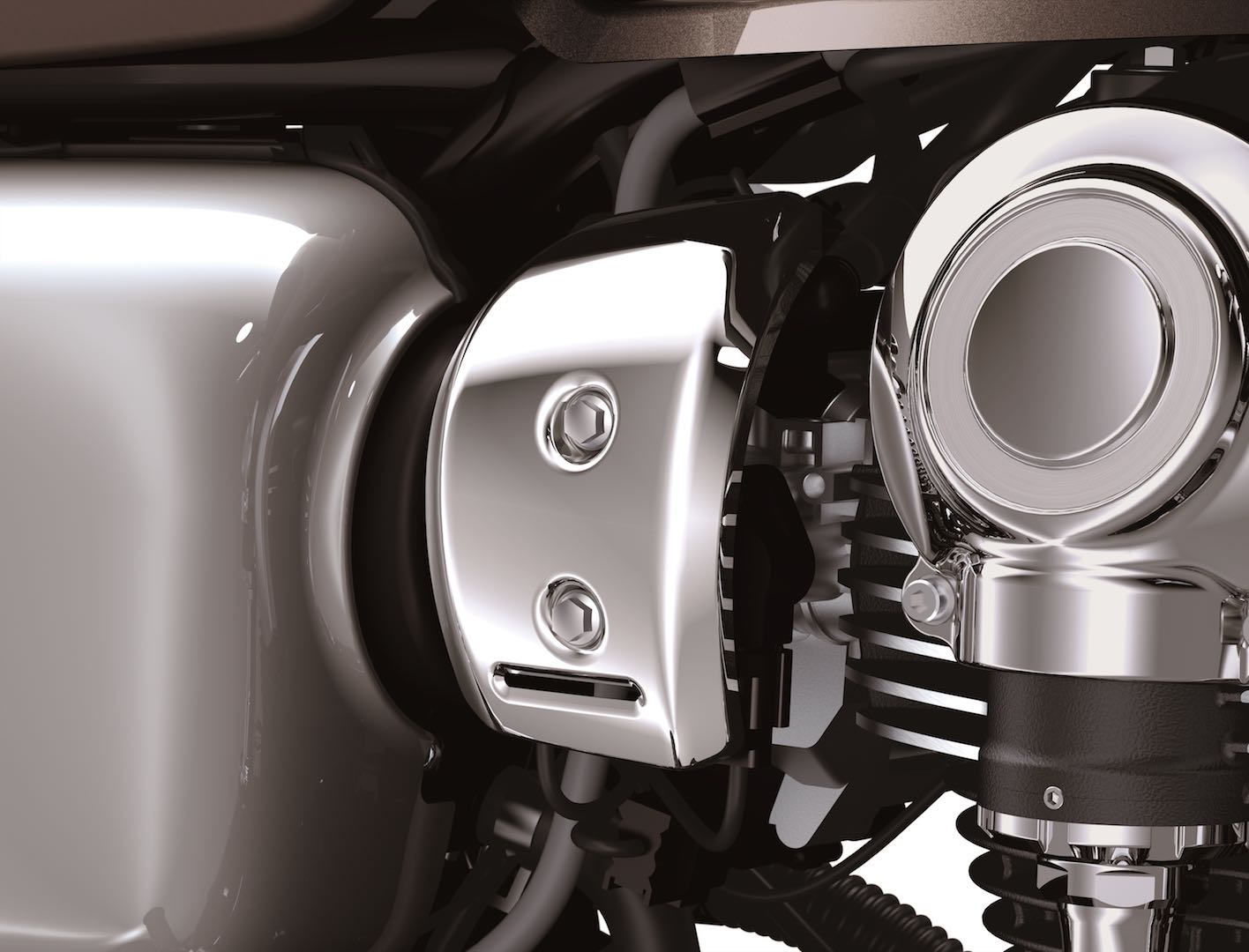 Bộ chế hòa khí FI hiện đại được che bằng một tấm giả cổ tuyệt đẹp