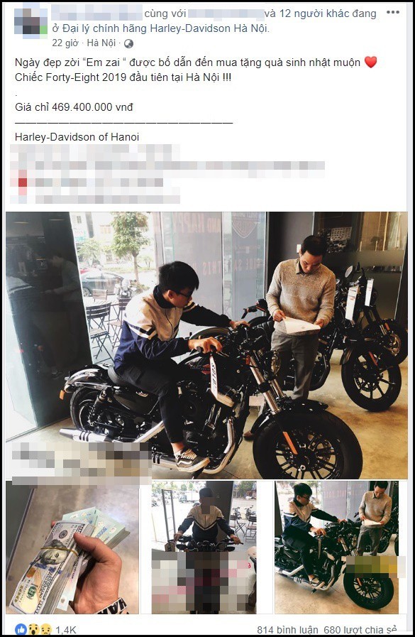 Dòng chia sẻ trạng thái của anh Bách - chuyên viên bán hàng Harley-Davidson Hà Nội