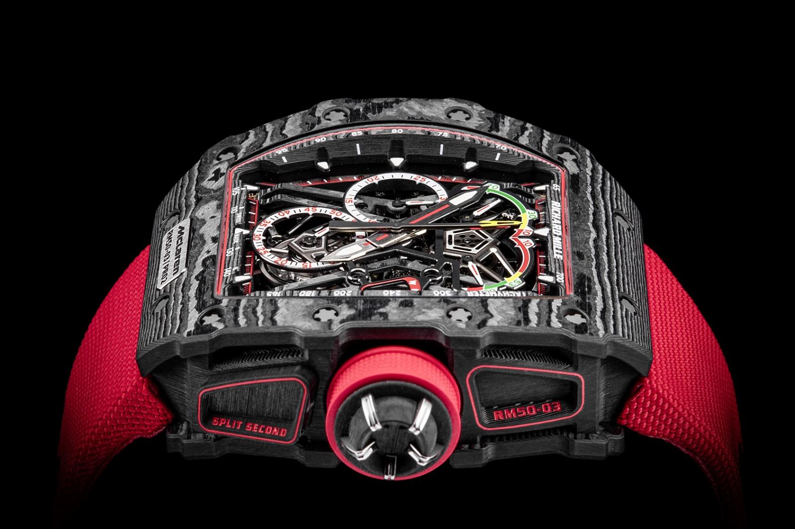 Richard Mille RM50-03 có giá hơn 1 triệu USD là siêu phẩm của sự kết hợp giữa Richard Mille và McLaren.