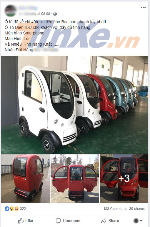 Mẫu xe điện mini 1 chỗ ngồi IDU đang được rao bán trên mãng xã hội Mẫu xe điện mini 1 chỗ ngồi IDU đang được rao bán trên mãng xã hội