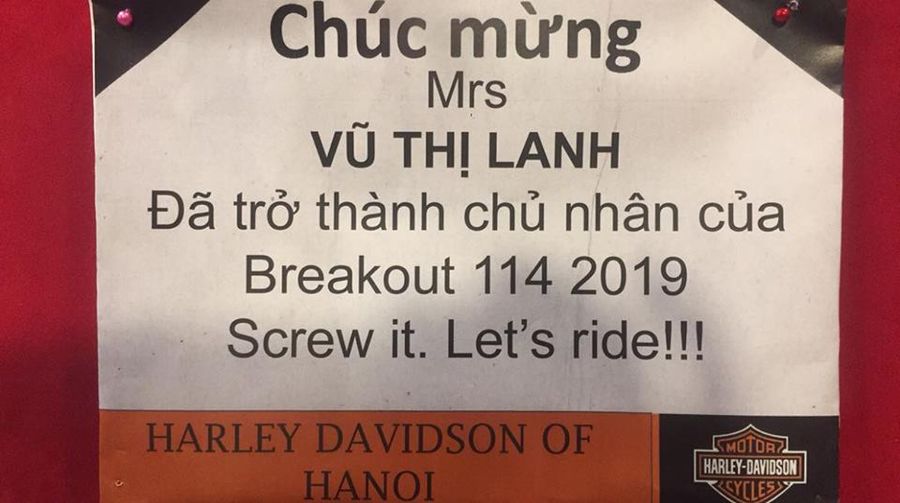Món quà tặng chồng của chị lanh là xe Harley-Davidson Breakout 114
