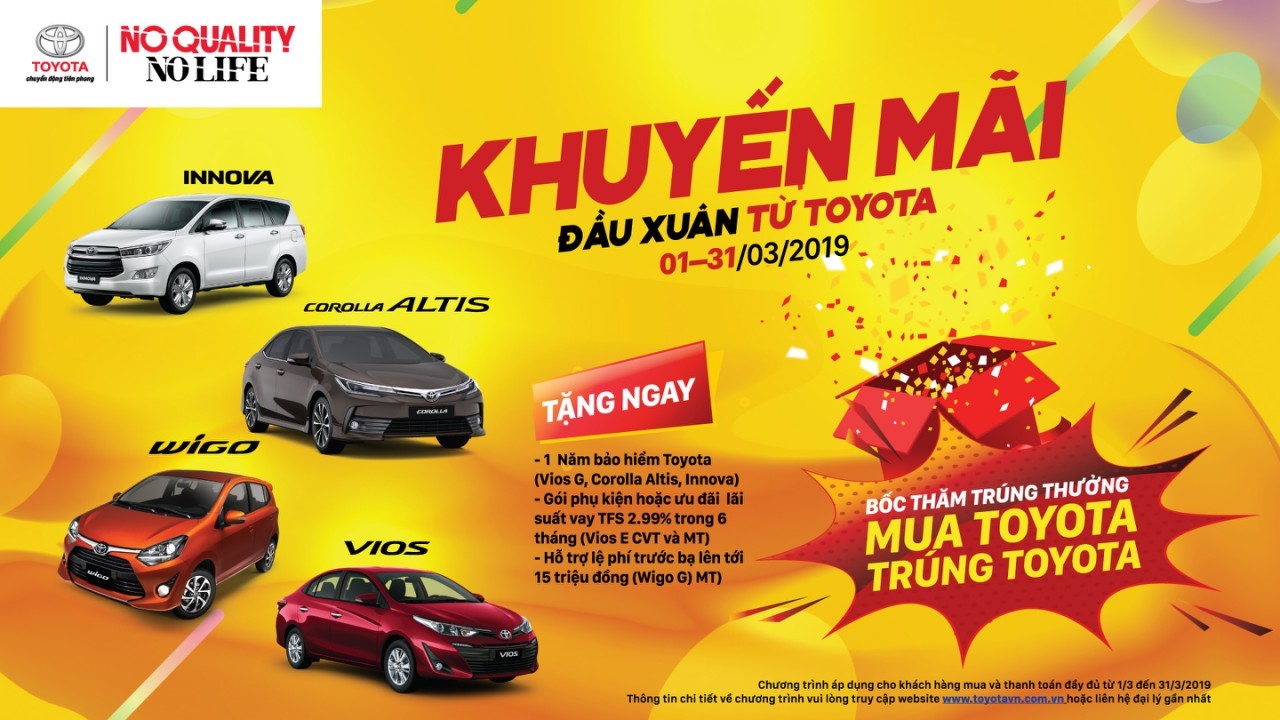 Trong tháng 3/2019, Toyota Việt Nam áp dụng nhiều khuyến mãi đối với nhiều dòng xe Trong tháng 3/2019, Toyota Việt Nam áp dụng nhiều khuyến mãi đối với nhiều dòng xe