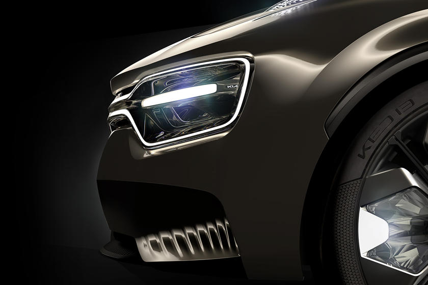 Hình ảnh nhìn gần mũi xe concept Kia chưa được đặt tên
