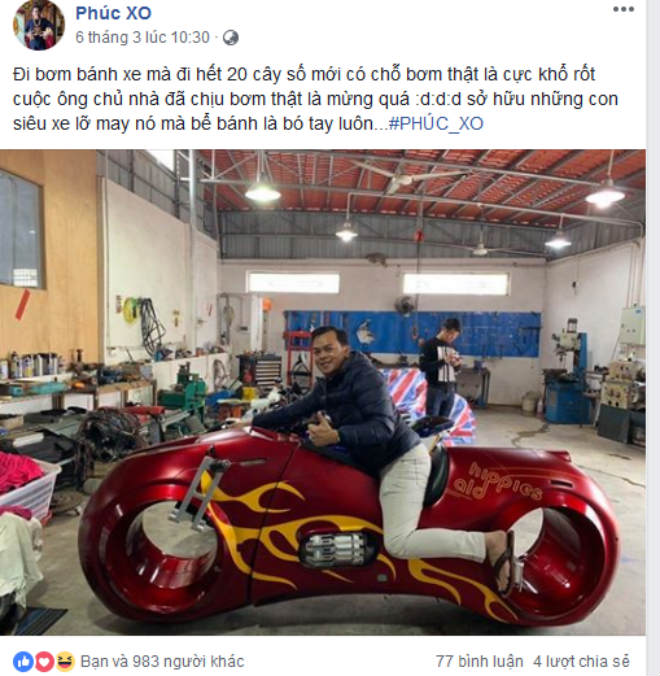 Chia sẻ khá hài hước của Phúc XO trên trang cá nhân về chiếc xe Chia sẻ khá hài hước của Phúc XO trên trang cá nhân về chiếc xe