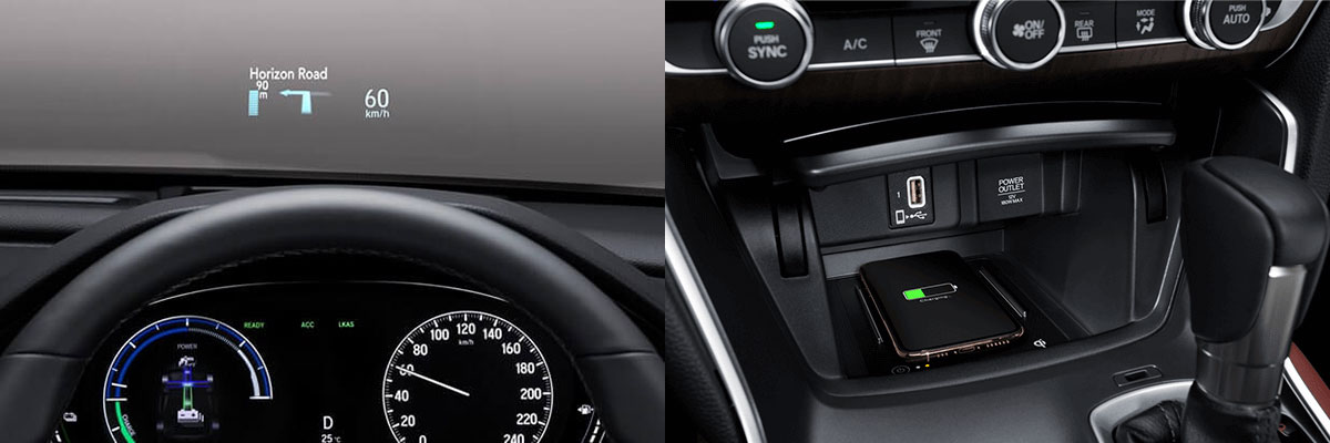 Honda Accord 2019 có màn hình hiển thị thông tin trên kính chắn gió và sạc điện thoại không dây Honda Accord 2019 có màn hình hiển thị thông tin trên kính chắn gió và sạc điện thoại không dây
