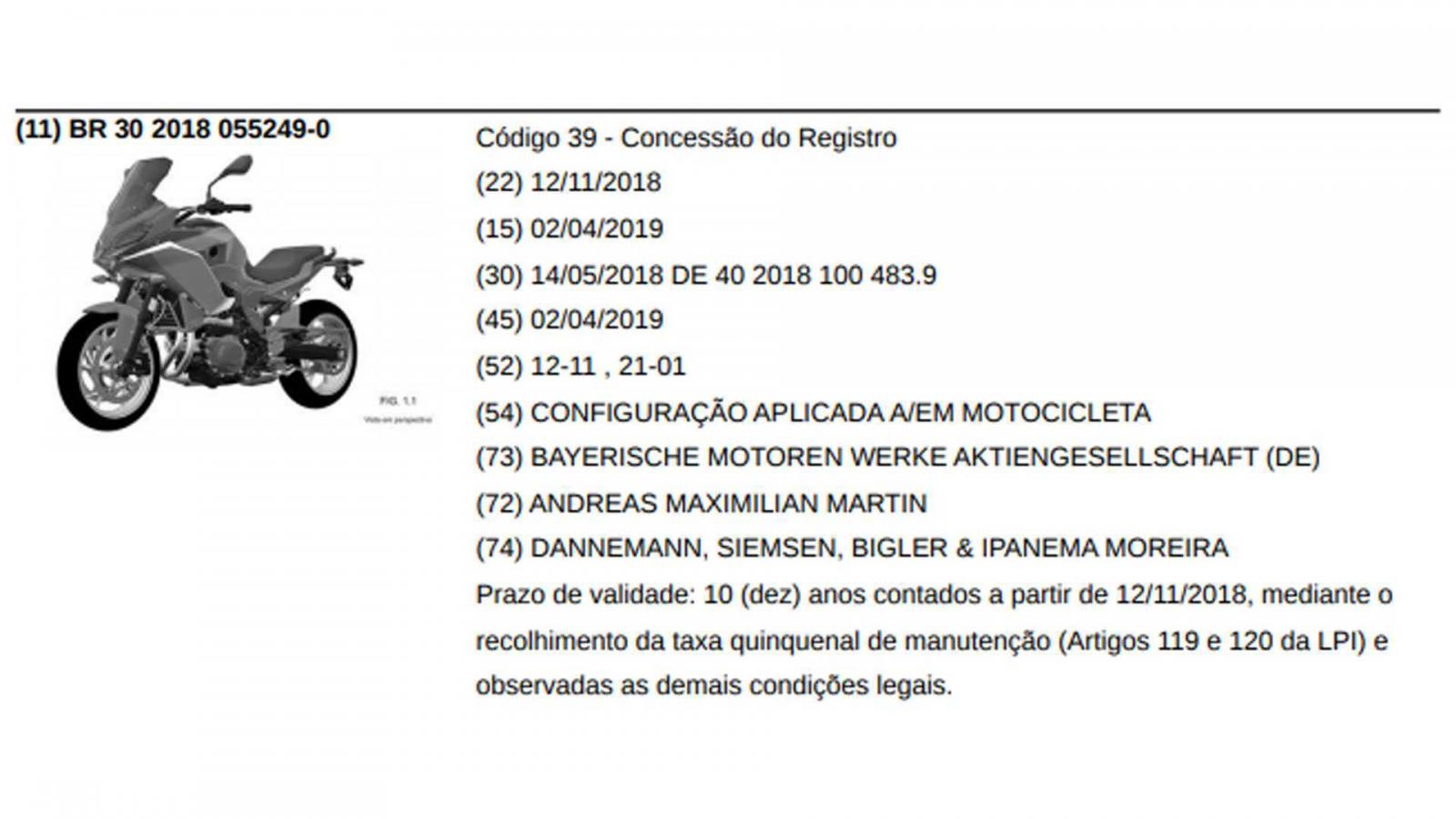Hình ảnh trong hô sơ đăng ký bản quyền cho BMW F850RS