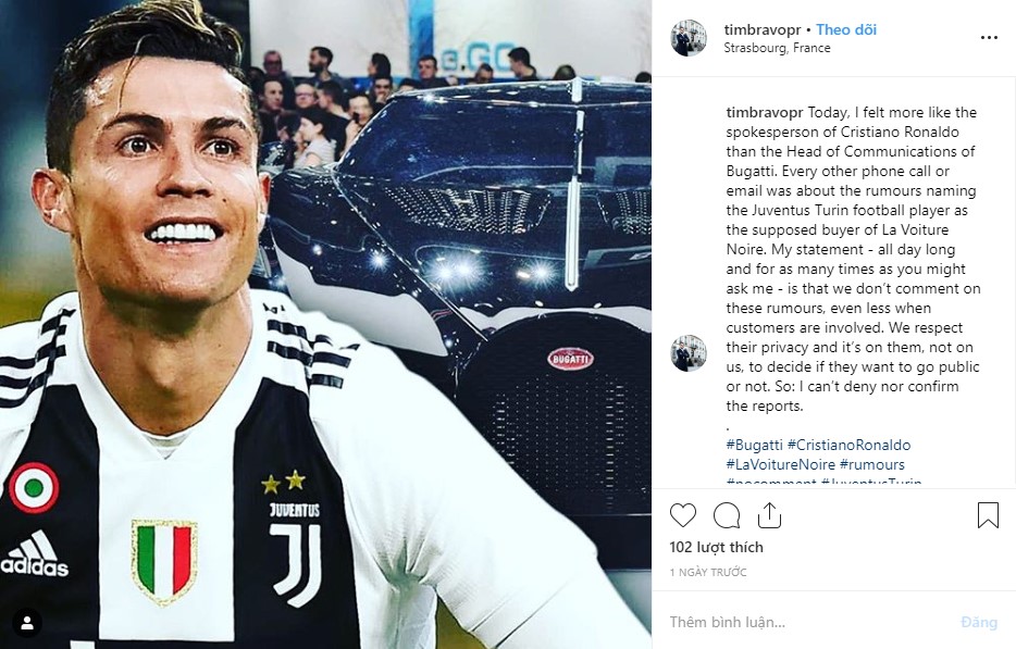 Giám đốc truyền thông của Bugatti lên tiếng trên mạng xã hội