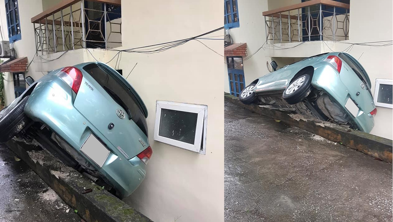  Nữ tài xế nhầm chân ga và chân thắng khiến Toyota Yaris gặp nạn khó đỡ tại Thái Nguyên