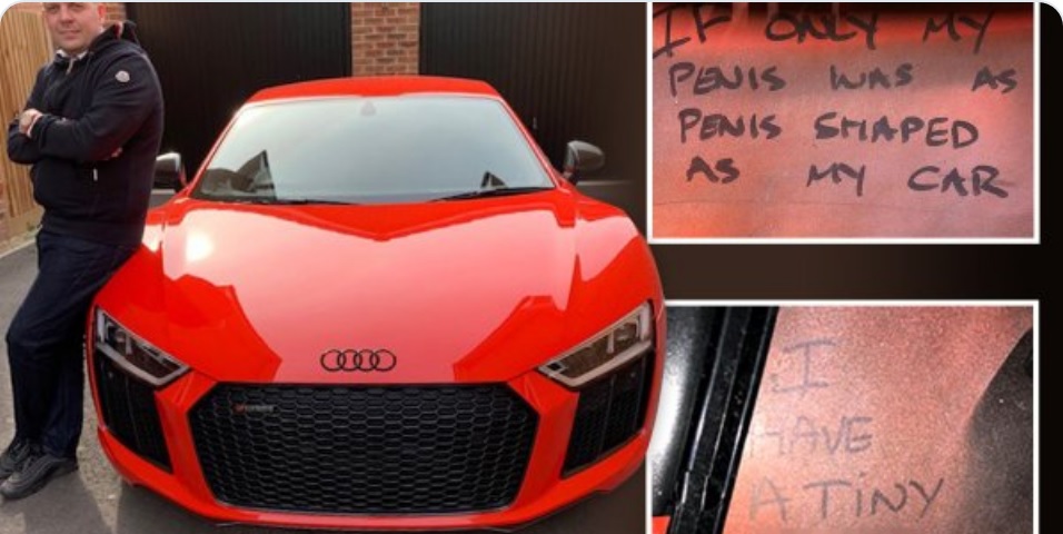 Dan Barnett đã hết sức bất ngờ với những tin nhắn viết bên trong tấm cản va của chiếc Audi R8