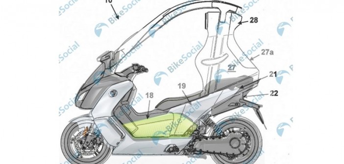 Bản vẽ về mẫu Scooter có mái che của BMW trên hình mẫu dòng C