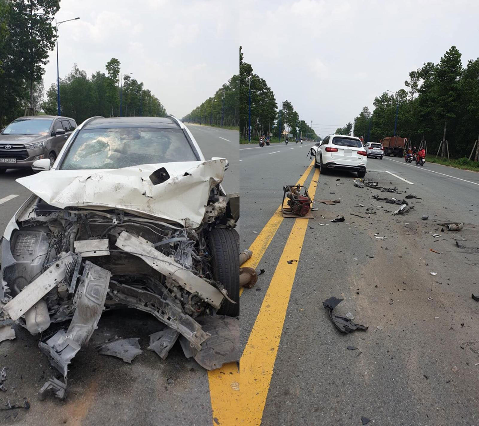 Chiếc Mercedes-Benz GLC tại hiện trường vụ tai nạn