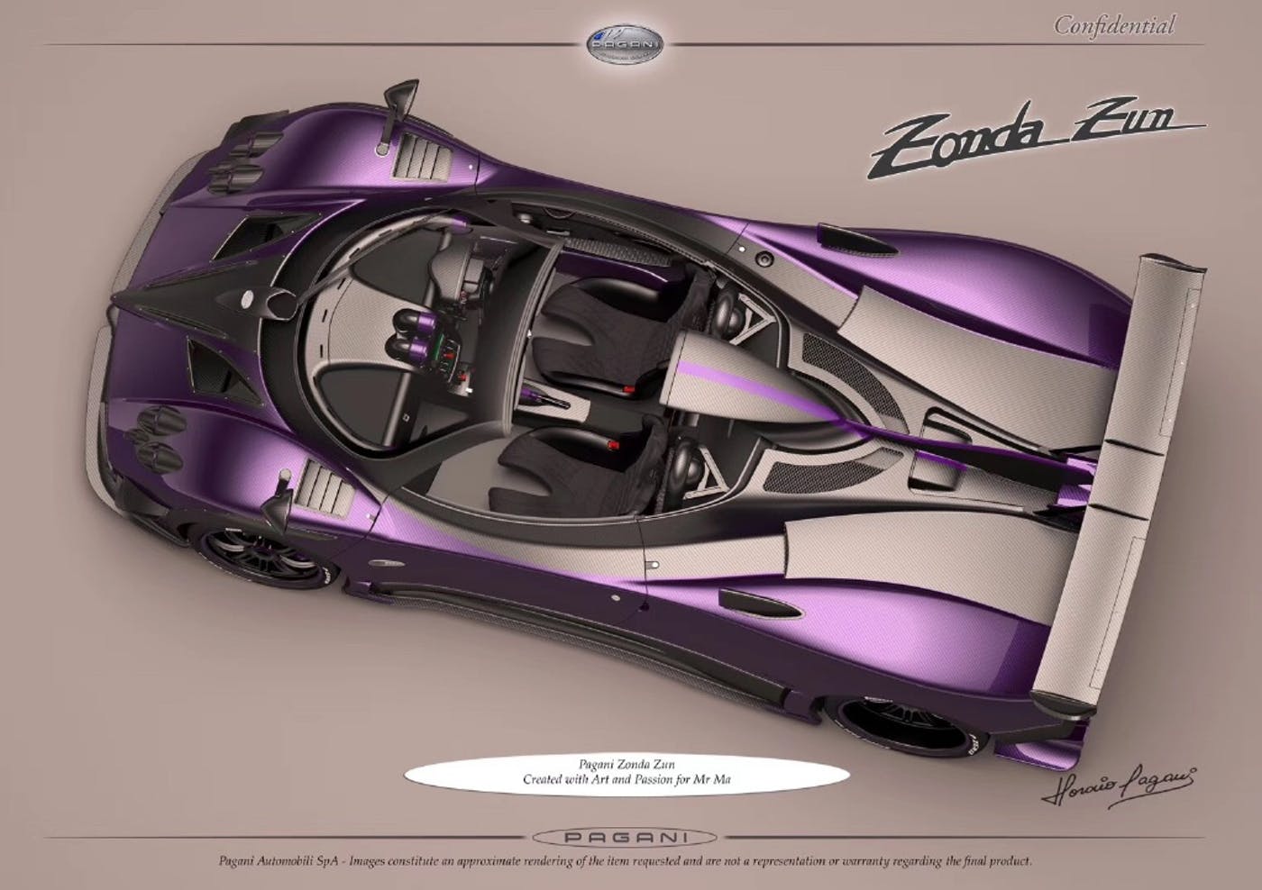 Hình ảnh phác thảo Pagani Zonda Zun từ trên cao Hình ảnh phác thảo Pagani Zonda Zun từ trên cao